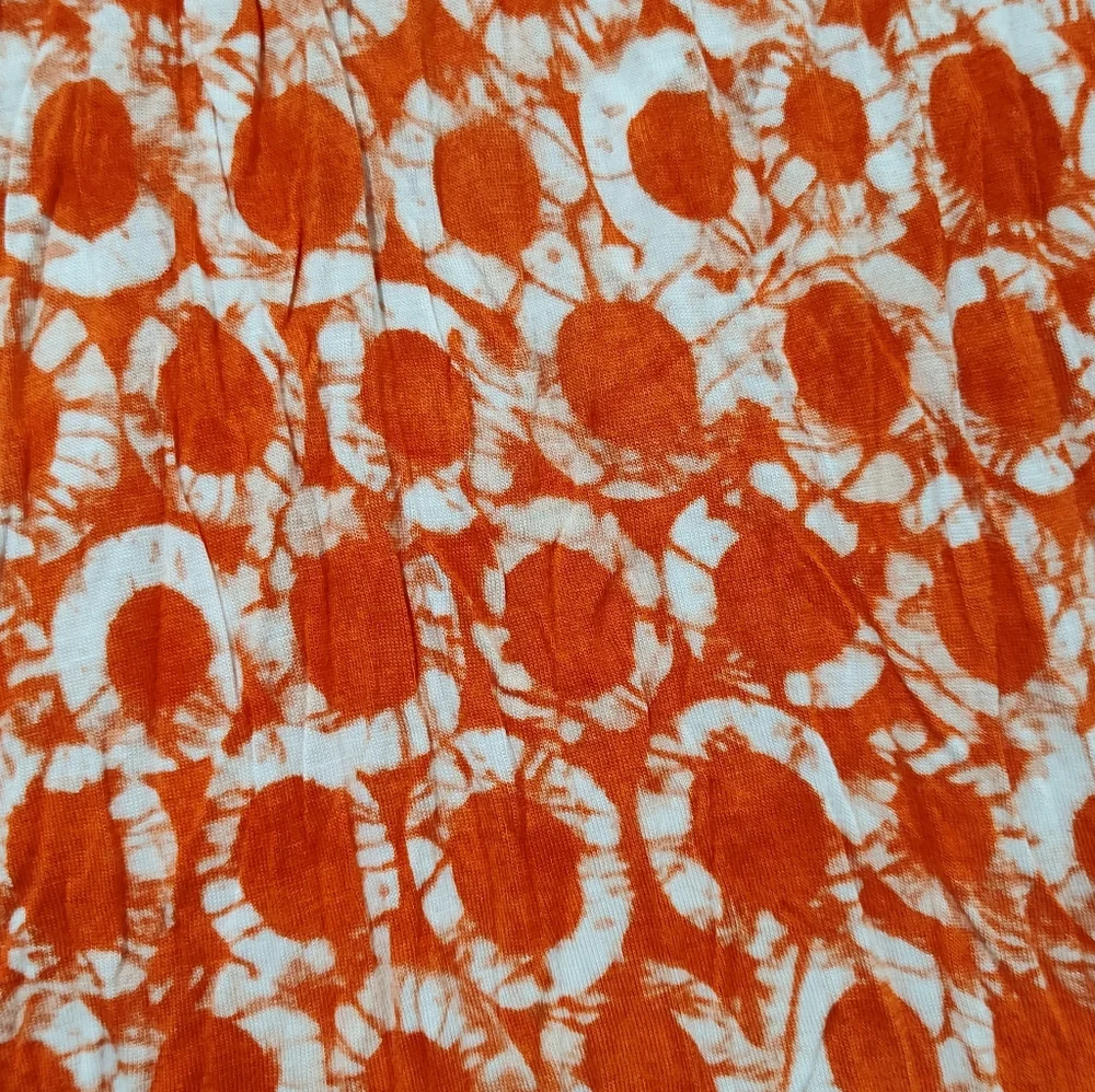 Michael Kors Women’s L Orange White Strapless Maxi Dress Ruffle Hem Summer - Picture 4 of 9